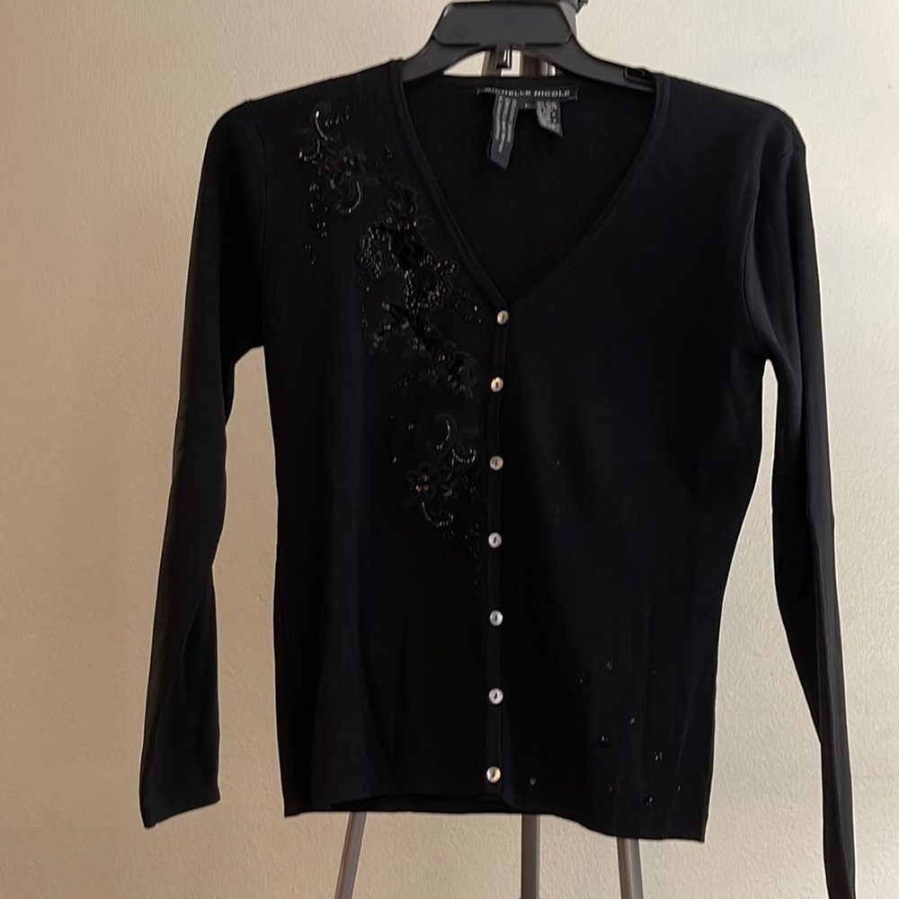 Black cardigan with sequin detail  size L.